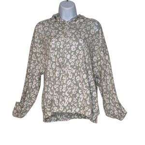 Dear Scarlett Floral Hoodie | Gray & White Loose Fit | Cozy Casual Chic: Size S